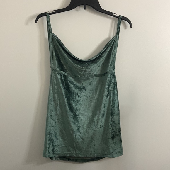 FREE PEOPLE All Night Velvet Tunic Strappy Tank Top Green - Picture 7 of 12
